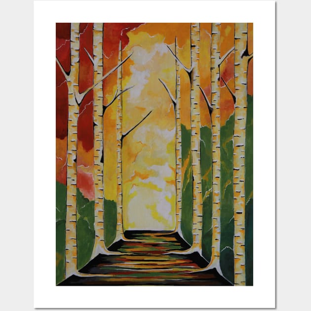 MEET Me By The Birch Trees Acrylic Painting Wall Art by SartorisArt1